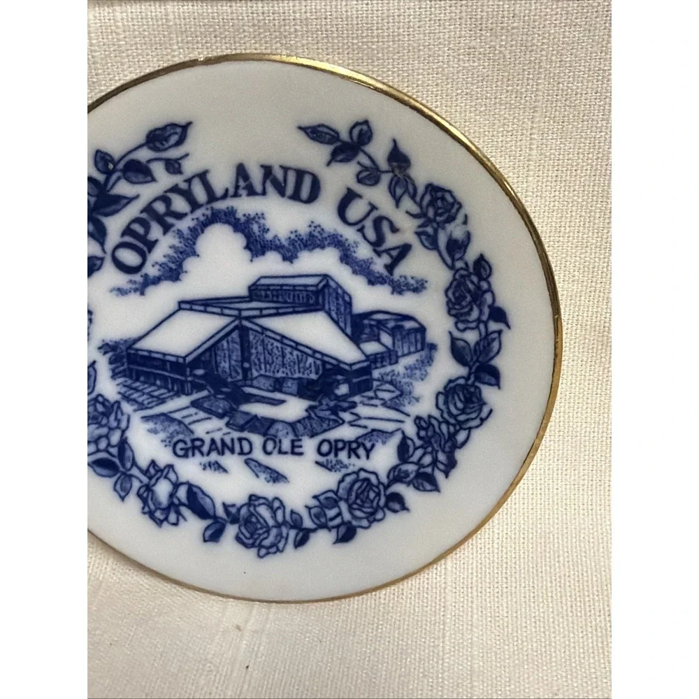 Vintage NASHVILLE, TN‎ Grand Ole Opry/Opryland Cobalt Blue/White Plate Gold Trim